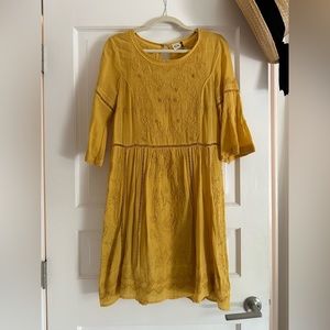 Anthropologie yellow cotton dress